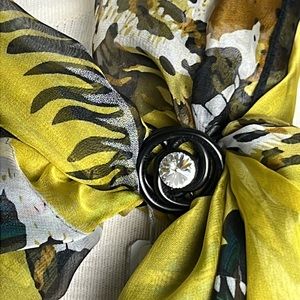 graphite color metal with large stone Scarf  Jewelry